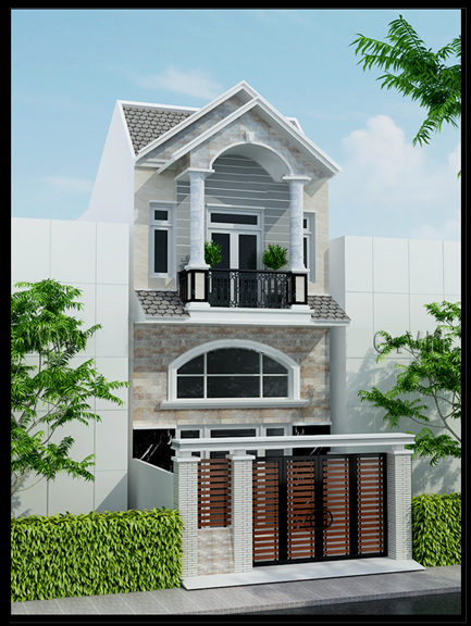 Mẫu nhà ống 2 tầng mái thái diện tích 6x12m2