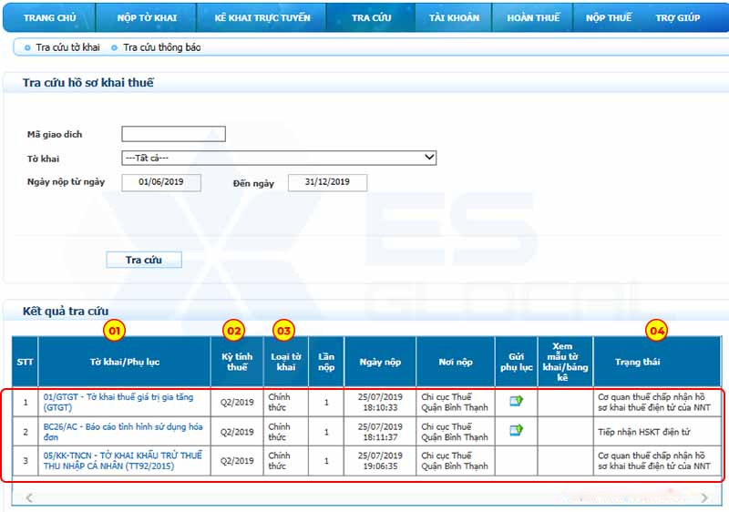 Cách tra cứu tờ khai thuế đã nộp trên hệ thống thuế điện tử